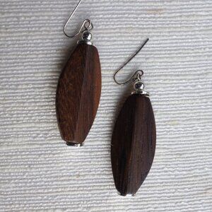 MCM Wood (Teak?) dangling earrings